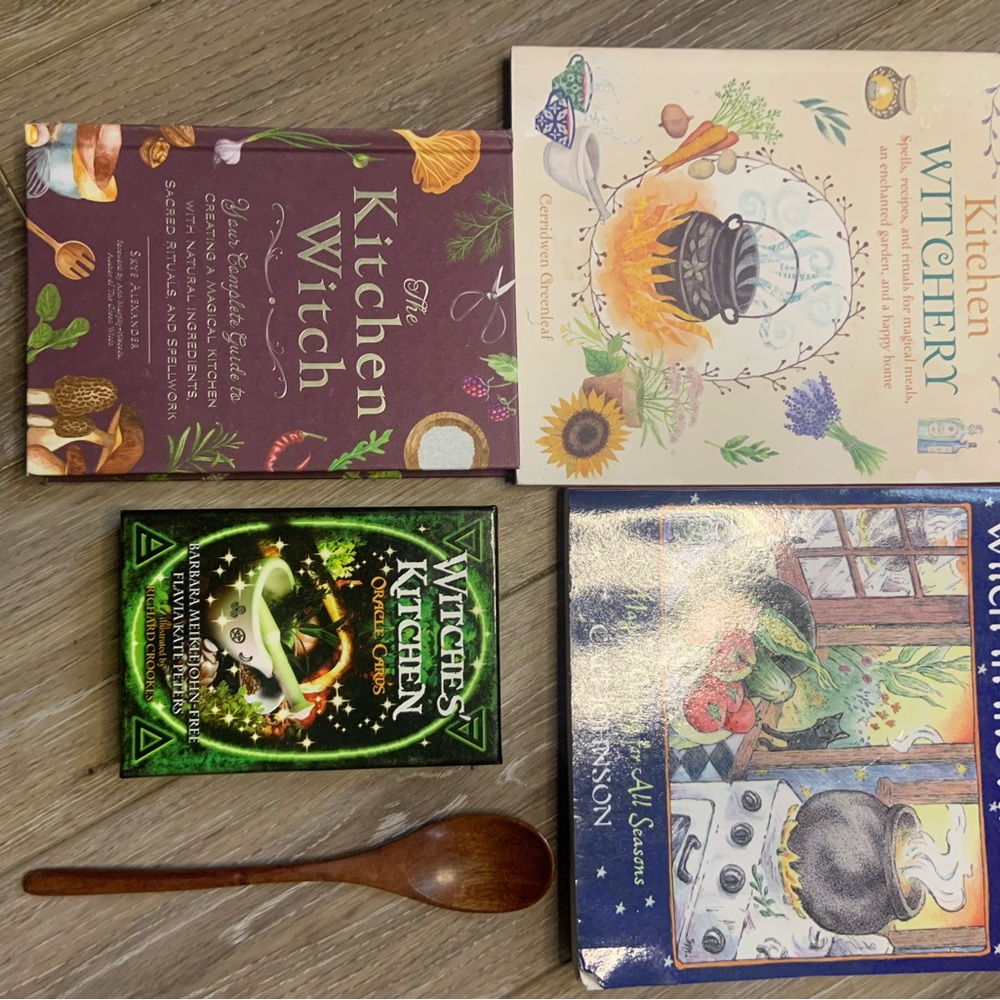 Kitchen Witch Book Set with Wooden Spoon and card Deck